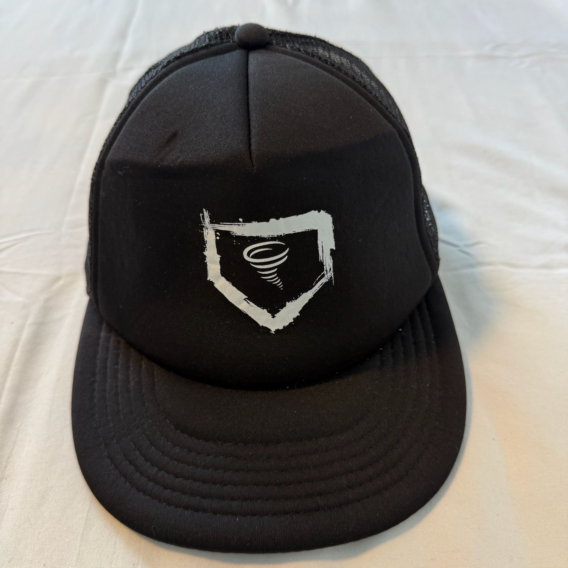 District Threads Black Mesh Back Snapback Hat Tornado Home Plate Logo